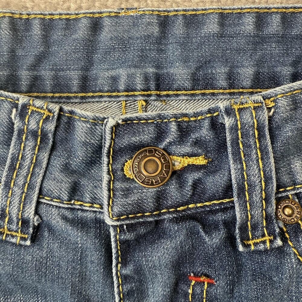 Dsquared2 Jeans Mens 29 Blue Straight Leg Distressed Denim Made Italy Designer - Picture 4 of 15